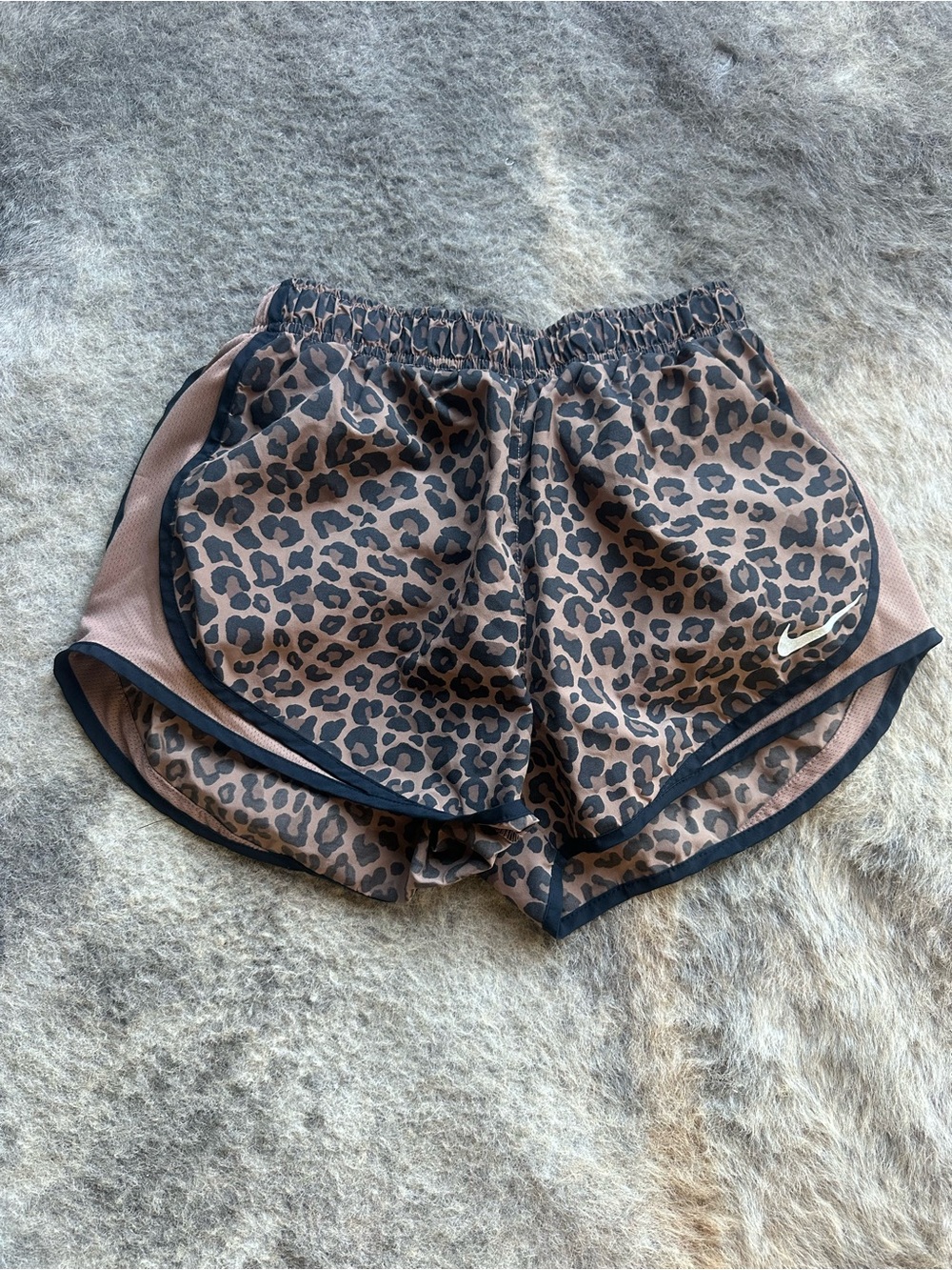 Nike Women's Leopard Print Athletic Shorts - Brown/Black